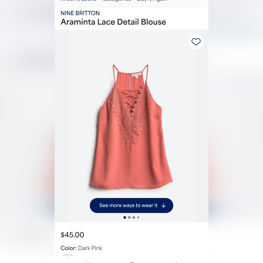 Nine Britton Pink Lace-Up Sleeveless Camisole